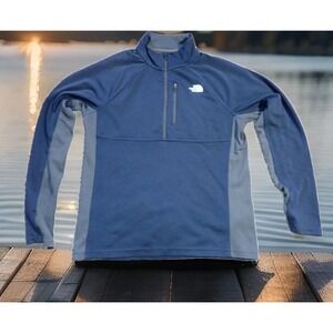 The North Face Pullover Mens Medium Blue Good FlashDry 1/4 Zip Athletic Top‎